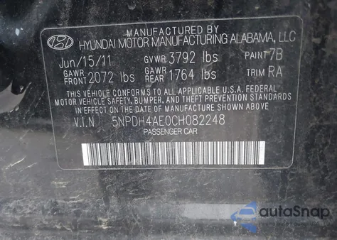 2012 Hyundai Elantra Limited from USA, damaged, VIN 5NPDH4AE0CH082248
